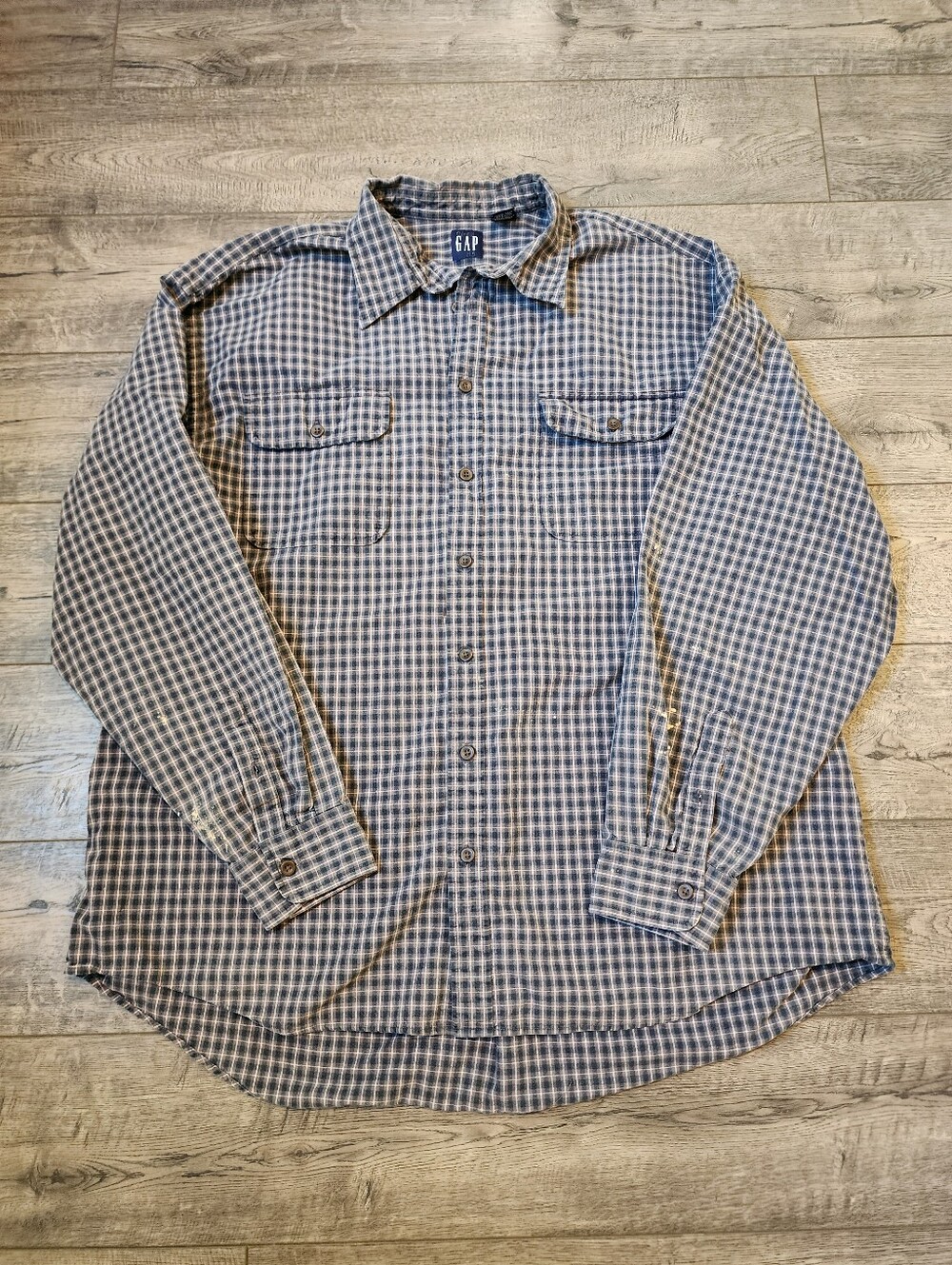 VTG Gap Men Plaid Size XXL Long-Sleeve 100% Cotton Workwear Grunge Distressed